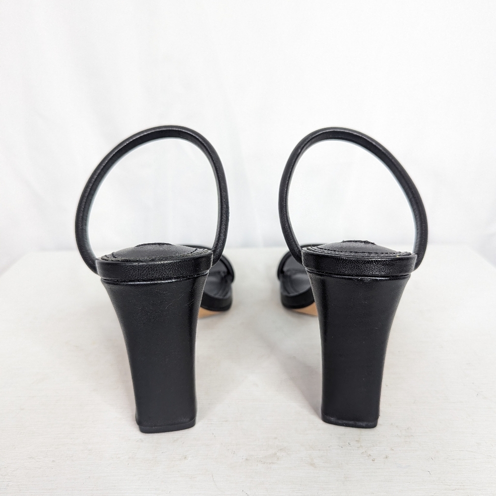 STEVEN Steve Madden Jersey Naked Black Leather Block Heel Sandals - Size 8 - Picture 7 of 8